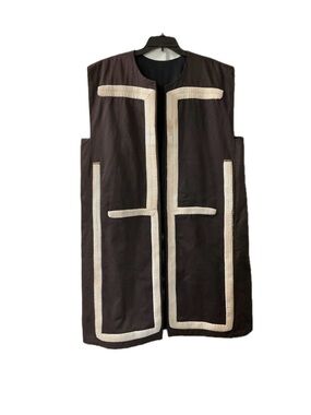 Vintage Safekeeper 100% Cotton Sleeveless Brown Vest with Cream Geometric Trim